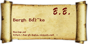 Bergh Béke névjegykártya